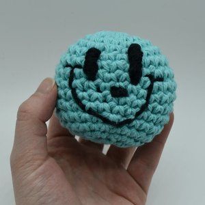 Handcrafted crochet catnip happy face cat toy